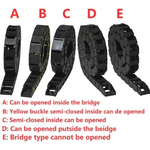 Half closure inner can open plastic 18mmx25mm drag chain with end connectors L 1000mm engraving machine cable