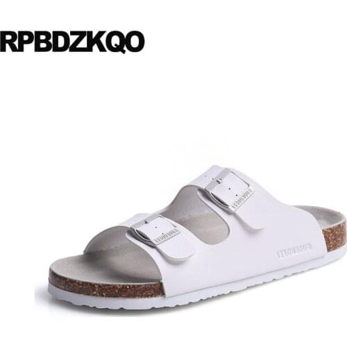 Fashion Shoes Outdoor Slides Plus Size White Waterproof 46 Slip On Flat Men Sandals Leather Summer Slippers Large Japanese Cork