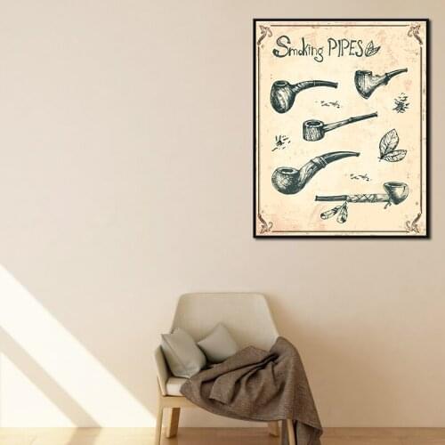 Wall Art Canvas Poster Painting Print Picture for Living Bedding Room Decor Painting Original Gentlemen Club Cigar Smoking Pipes