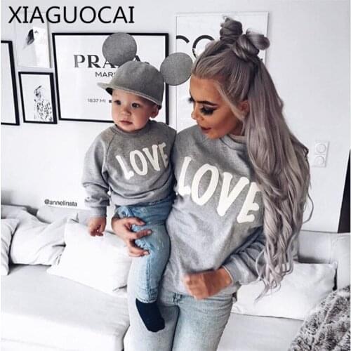Family Matching Outfits Mother Daughter Son pullover Sweater Clothing Women Kids Boy Tops Sweatshirt Letter Print Clothes D12 10