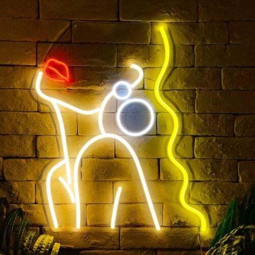 OHANEONK Sexy Beauty Lady Light Neon Sign Led for Home Room Bedroom Nightclub Bar Decoration Light Art Wall Decorative Gift