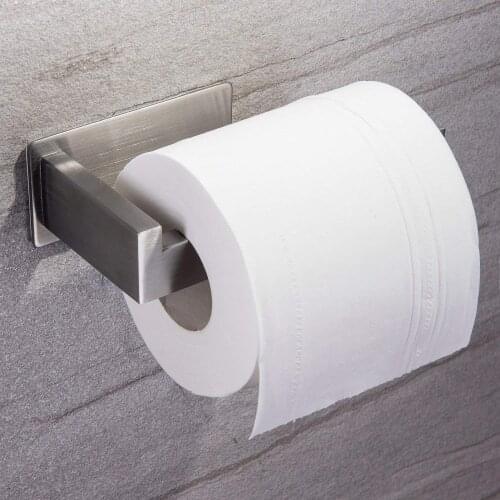 Toilet Paper Holder Adhesive - 3M Self Adhesive Toilet Tissue Holder for Roll Bathroom Stick on Wall Stainless Steel Brushed