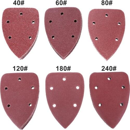 72pcs Triangle Grit Sander paper 5 holes 140*90 Sanding 6sizes Hook Loop Disc Abrasive Polishing tool 40/60/80/120/180/240
