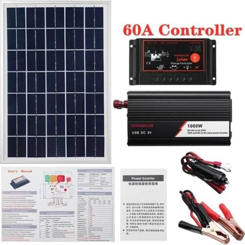1000W Solar Panel System Solar Panel 60A Charge Controller Solar Inverter Kit Complete Power Generation Solar Panel Suitcase
