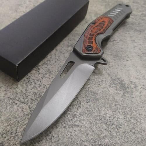 8.2'' Folding Pocket Knife 440C Blade Combat Tactical Knives EDC Tools Good For Hunting Camping Survival Outdoor Wooden Handle