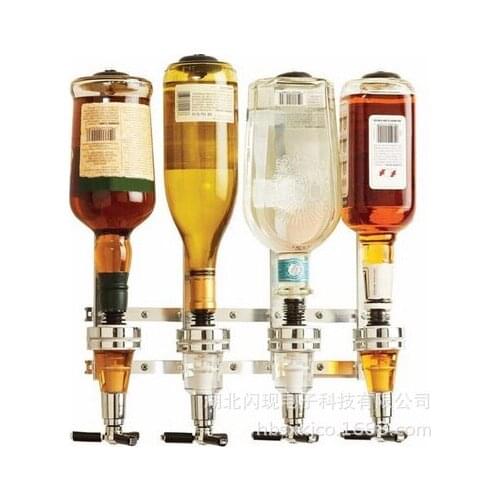 4 Bottle Stand Optic Dispenser Drinks Wine Spirits Steel Wall Mounted