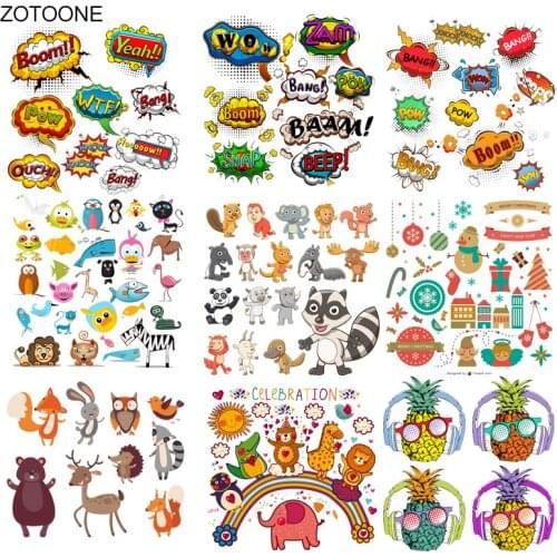 ZOTOONE Animal Christmas Patch Letter Stickers Iron on Patches for Clothing T-shirt Heat Transfer Diy Accessory Appliques G