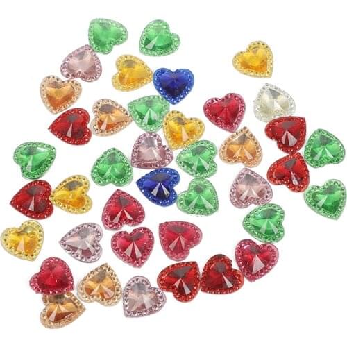 200Pcs Mixed Resin Bling Heart Crystal Decoration Craft Flatback Cabochon Embellishments For Scrapbooking Cute Diy Accessories