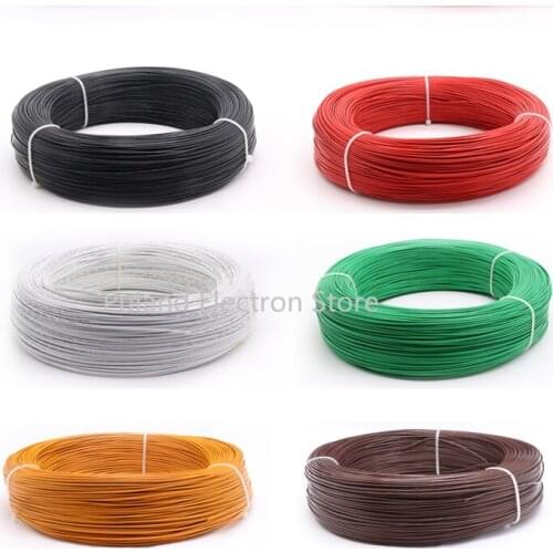 UL1332 Wire 22AWG PTFE Plastic Insulated OD 1.36mm Tinned Copper Electronic Cable High Temperature DIY Line 300V Colorful 2M