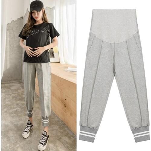 1007# Maternity Pants Spring Autumn Loose Casual Pants Loose Comfy Belly Support Pants Elastic Waist Maternity Trousers
