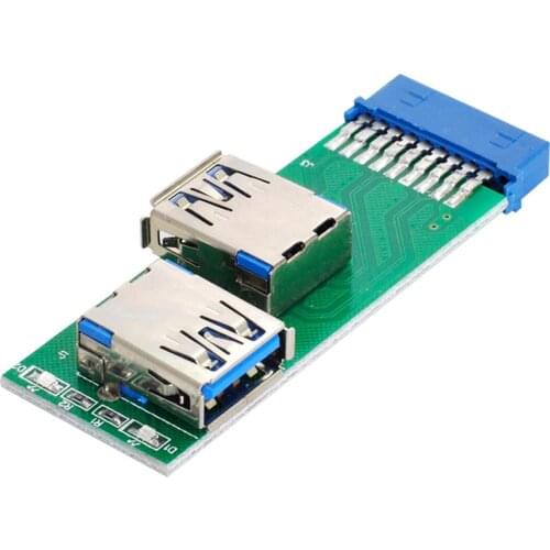 Xiwai USB 3.0 A Type Female Dual Side to 20Pin 19 Pin Motherboard Box Header Slot Adapter PCBA with LED
