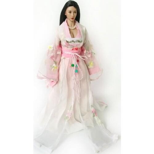 1/6 Female soldier ancient costume embroidery ancient costume long skirt suitable for steel-bone big breasts and plastic body