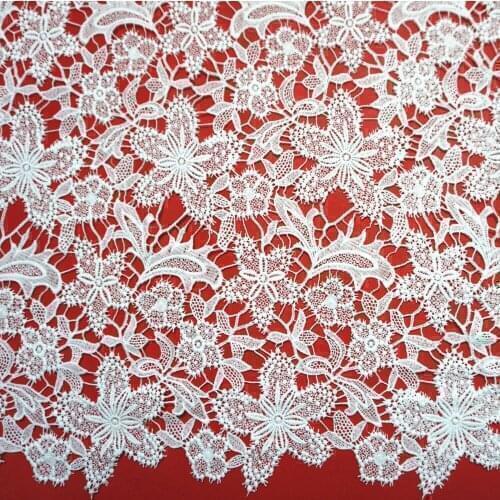 2 Yard/ Lot Embroidery fabric hollow water soluble lace elastic milk silk embroidery full of large flower three-dimensional geo