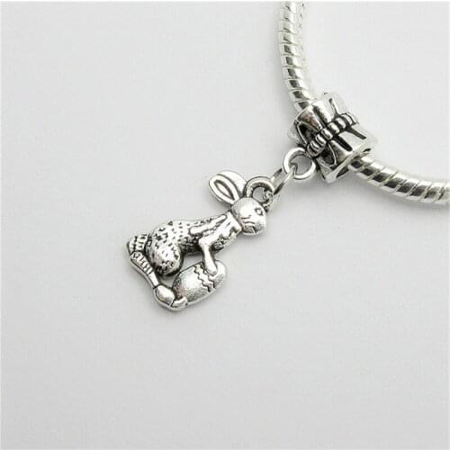 New 25pcs rabbit charm Big Hole bead European Pendant fit for Pandora style Bracelets Necklace DIY Metal Jewelry Making