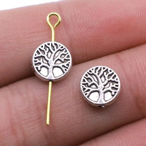 20pcs Antique Silver Color Tree of Life Spacer Beads for Jewelry Making Bracelet DIY Accessories Craft
