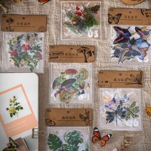 40pcs/pack Autumn Wind Plants Butterfly Decor Stickers DIY Craft Scrapbooking Album Junk Journal Happy Planner Diary Stickers