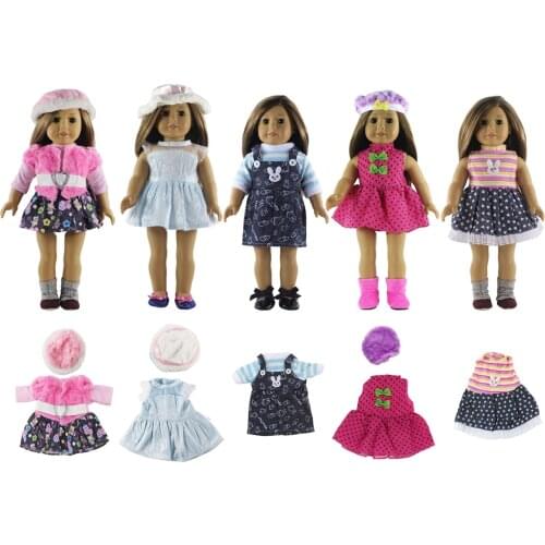 5 Set Fashion Style Clothing Doll Clothes+3 hats for 18 inch Doll clothes american doll accessories