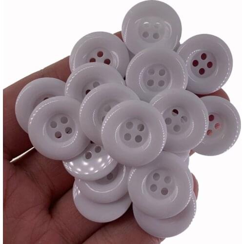 50pcs 3/4" 4-Hole White Resin buttons for clothing Sewing Accessory Round button Craft Garment 20.0mm