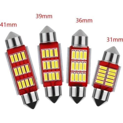 50pcs 4014-12smd Festoon C5W C10W CANBUS 4020 LED Light Car Dome Auto Interior Reading Lamp Bulb White 12v 31mm 36mm 39mm 41mm