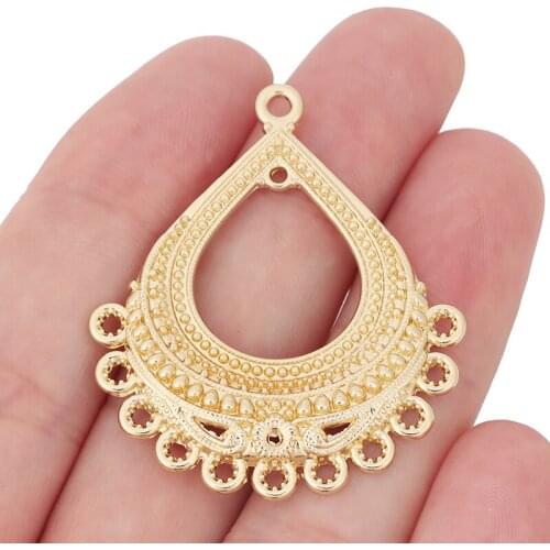 6 x Gold Color Boho Earring Chandelier Multi Strand Connectors Charms Pendants for Jewellery Making Accessories 44x38mm