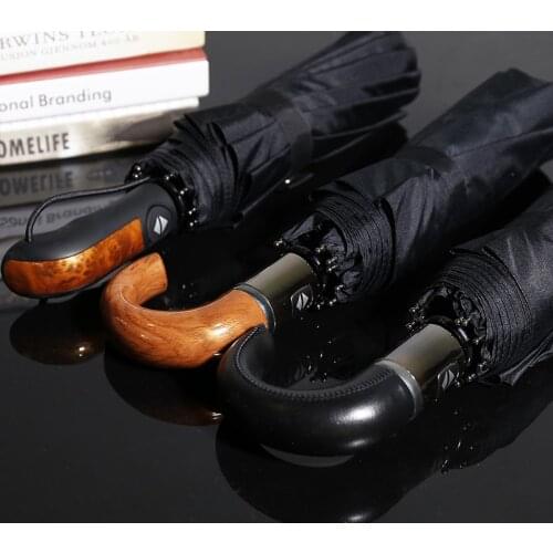 Automatic Men Umbrella Rain Women Anti UV Parasol High Quality Windproof Male Folding Car Wooden Umbrellas Paraguas Guarda Chuva