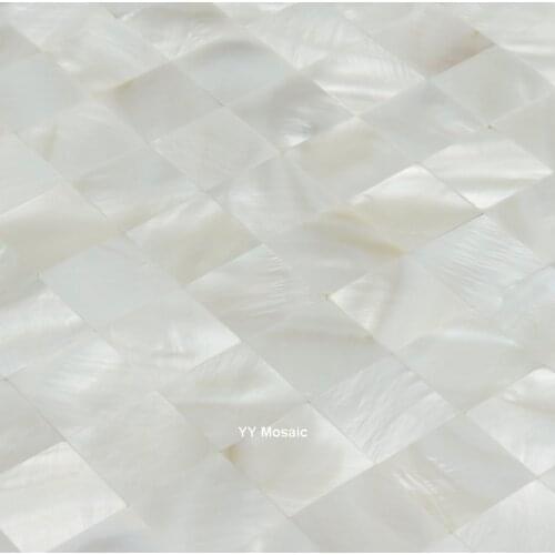White shell seamless mosaic tile for DIY handicrafts TV backdrop hotel hall product showroom wall sticker 20 mm chips