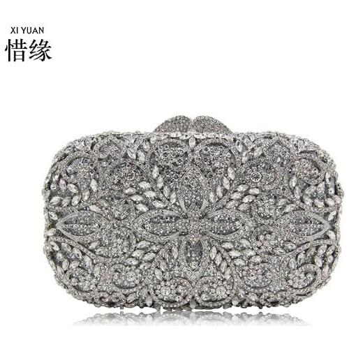 XIYUAN BRAND gold silver Evening Bags Ladies Women green day Clutches Clutch Bag Crystal Wedding Party clutch Purse