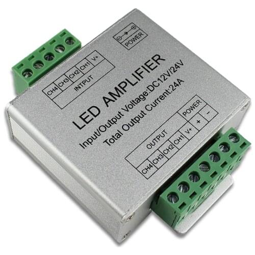 DC12V 24V 6A*4CH High Speed Optical Coupler 4 Circuit Aluminum Shell RGBW Amplifier For SMD 3528 5050 RGBW LED Strip Light