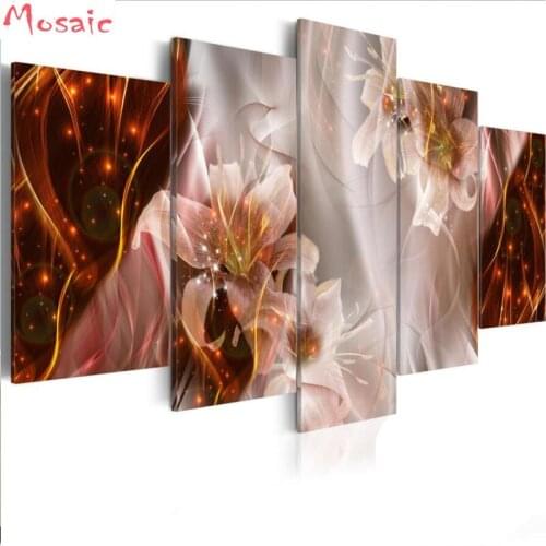 DIY Diamond Painting 5PCS/Set Abstract Flower Cross Stitch diamond embroidery Scenery Mosaic Patterns Full square Rhinestone