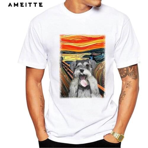 New Arrival Schnauzer Monster Design Printed T-Shirt Summer Mens Personality Animal Printed T Shirt Fashion Cool Tops Tee