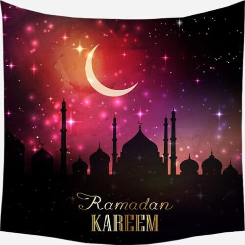 Muslim Party 2021 Eid Mubarak Ramadan Festival Tapestry Moon Lantern Palace Pattern Decoration for Living Room Bedroom Outfit