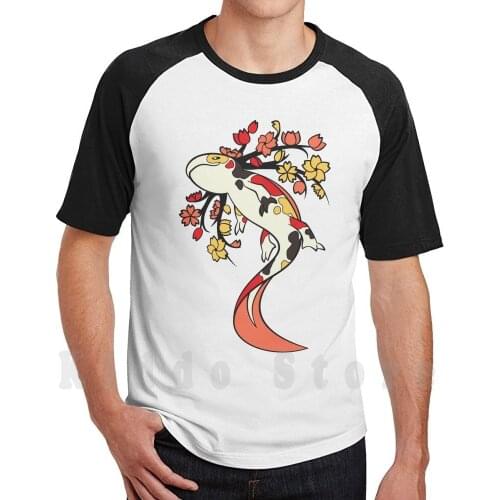 Sakura Axokoi T Shirt Print For Men Cotton New Cool Tee Sakura Cherry Blossom Asian Sun Flower Petal Koi Axolotl Lichtdrache
