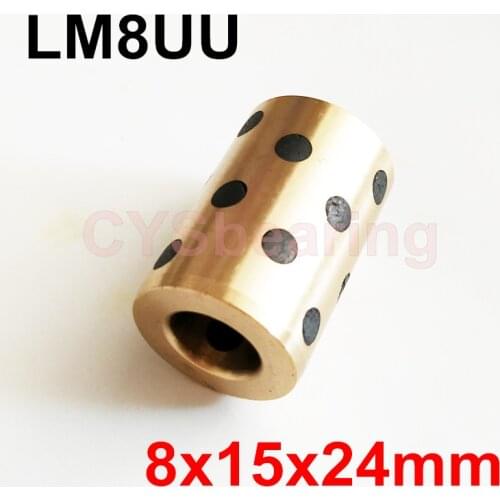 1pc 8x15x24 mm linear graphite copper set bushing oil self-lubricating bearing JDB LM8UU LM8 8mm