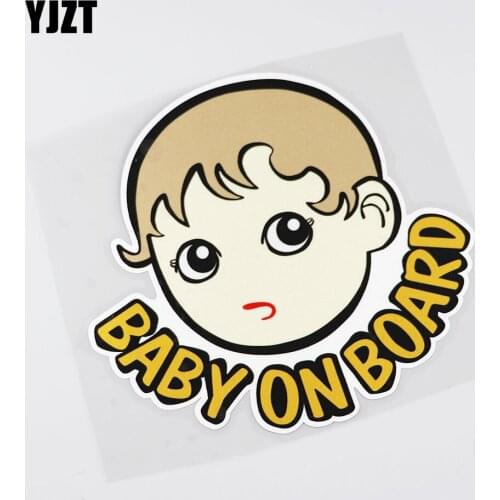 YJZT 14.6CMX13.8CM Baby ON Board Car Sticker Big eyes baby Pvc Decal decorate 13A-0071