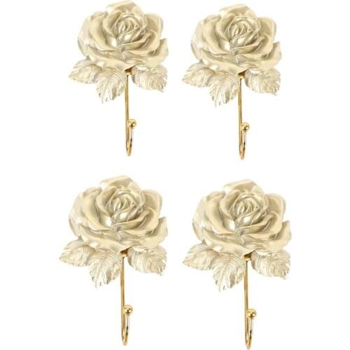 4Pcs Wall Mounted Vintage Dress Rose Hat Coat Hook Door Clothes Hanger Bathroom Towel,Gold