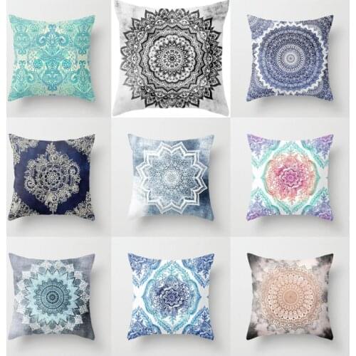 Indian Style Mandala Pattern Pillow Cover Plush Pillow Case Home Decor Office Throw Pillows for Living Room Sofa Cushion Cover