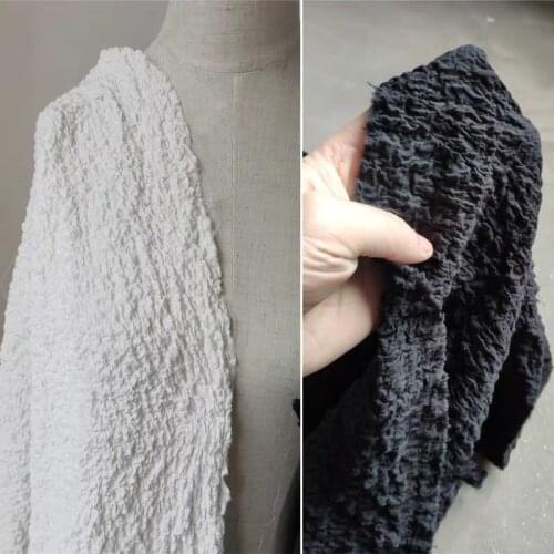 New Retro Cotton Linen Fabric Bubble Pleated Cloth DIY Patches Background Decor Coat Hanfu Shirt Dress Clothes Designer Fabric