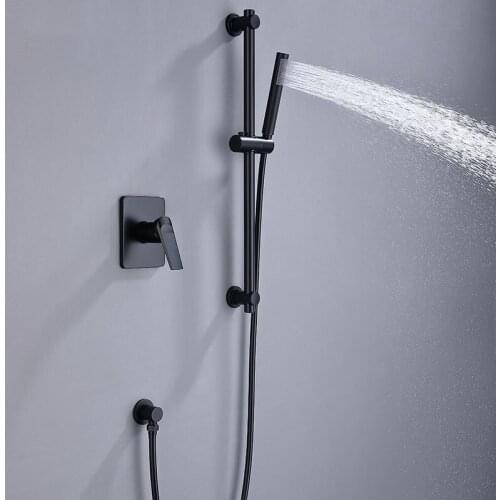 Newest all brass bathroom shower set with cold hot water valve slide bar handheld shower head wall mounted High quality shower