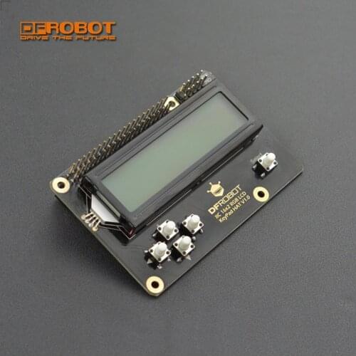 New DFRobot IIC 16x2 1602 RGB LCD Display KeyPad HAT Shield V1.0 for Raspberry Pi with GPIO Pin RGB adjustable backlight