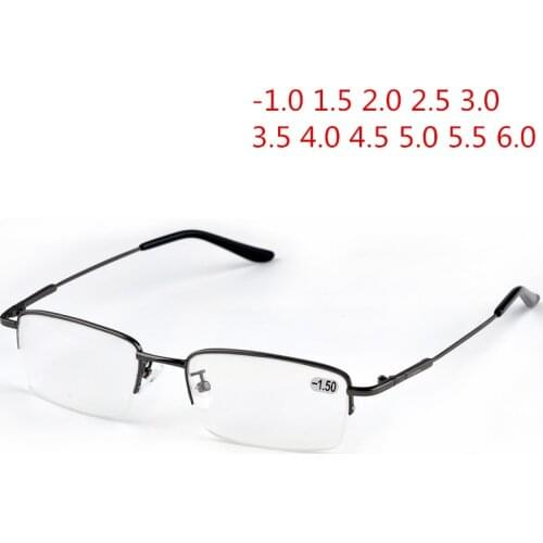 NYWOOH Finished Myopia Glasses Men Half Frame Metal Student Nearsighted Eyewear Ultralight Shortsighted Eyeglasses -1.0 to -6.0