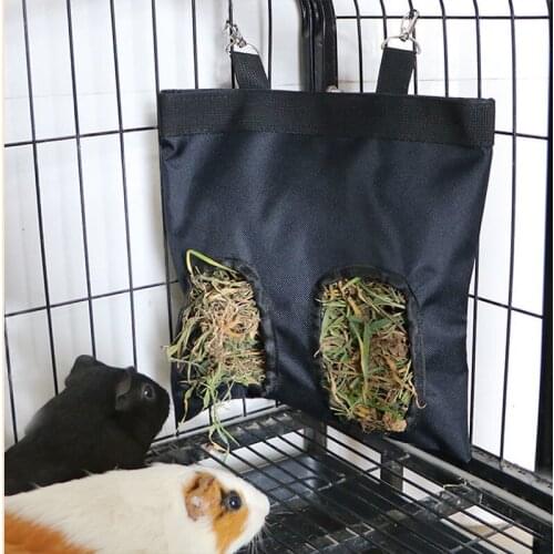 Hay Bag Hanging Pouch Feeder Holder Feeding Dispenser Container for Rabbit Guinea Pig Small Animals Pet