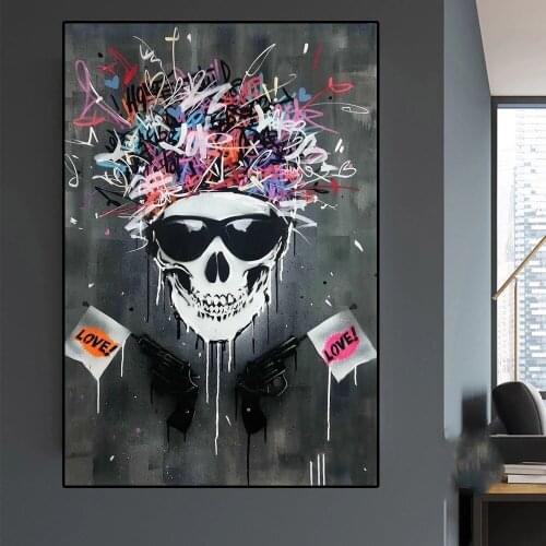 Skull Poster On Wall Man Room Decoration Painting Modern Fashion Abstract Wall Art Prints Big Large Size Pictures for Interior