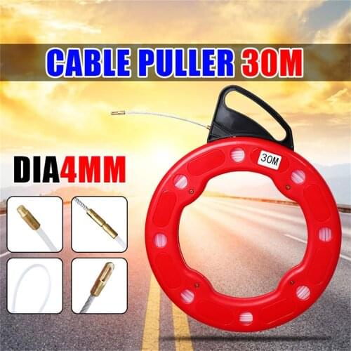 Professional 30M/40M Cable Puller Fish Tape Cable Fiberglass Fish Tape Reel Puller Fiberglass Metal Wall Wire Conduit 4mm