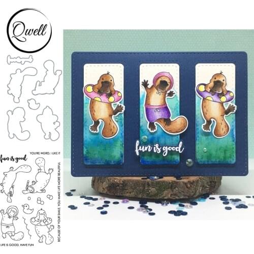 QWELL Ducks With Lifebuoy Metal Cutting Dies Match Clear Stamps Have Fun Sentiments For DIY Scrapbooking Craft 2020 New
