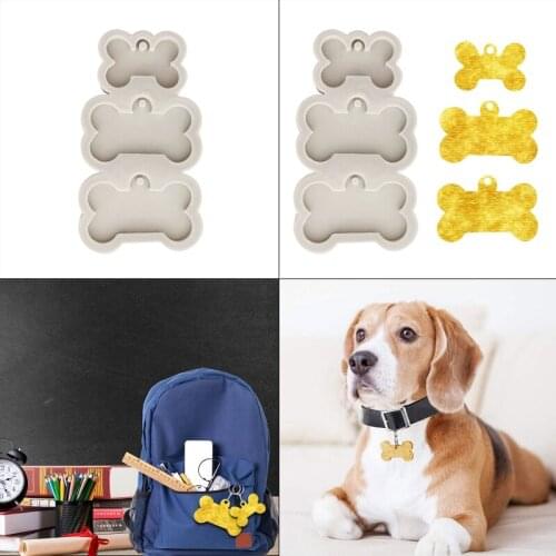 DIY Dog Tag Bone Shaped Keychain Casting Silicone Mould Crafts Key Chain Pendant Making Tools Crystal Epoxy Resin Mold