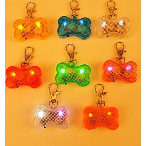 LED Light Up Dog Bone Shape ID Tag Pet Safety Collar Pendant For Outdoor Walking Flash Props F20174008