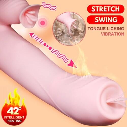 Telescopic Dildo Vibrator For Women Tongue Heating Oral Licking Clit Sex Vibrator G-spot Clitoris Stimulator Sex Toys for Women