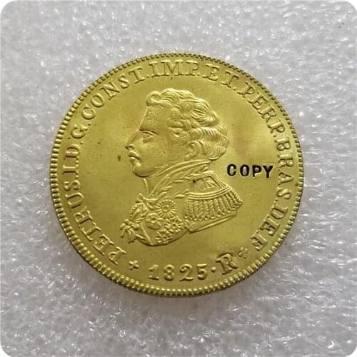 1825 Brazil 6400 Reis Pedro I Gold COPY COIN