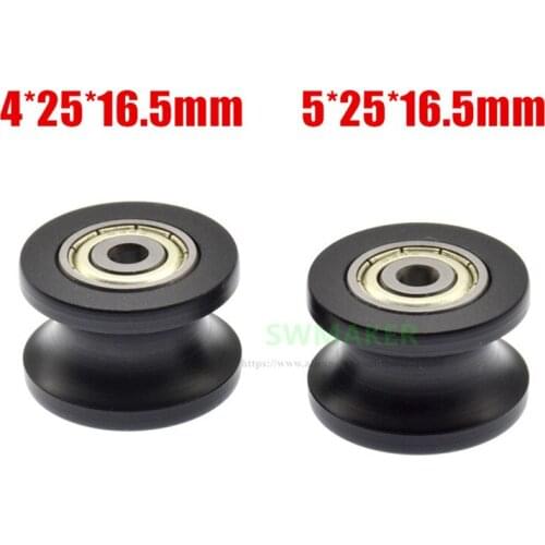 1pcs 5*25*16.5mm 4*25*16.5mm grooved U-shaped roller, guide wheel for 1 cm diameter track , POM wrapped bearing wheel