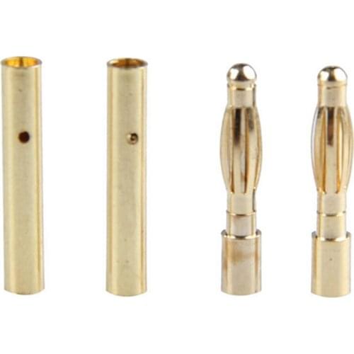 10 pair/lot 2mm Gold Copper Brushless Motor Banana Plug Bullet Connector Plated For ESC Battery